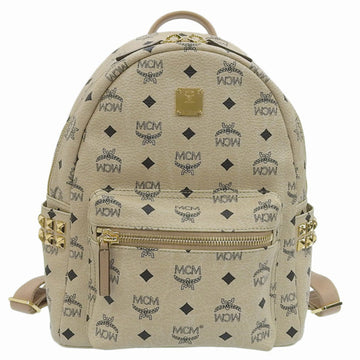 MCM Leather Side Studded Rucksack Backpack MMK5SVE37IG001 Beige Ladies
