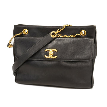 CHANEL Shoulder Bag Chain Caviar Skin Black Ladies