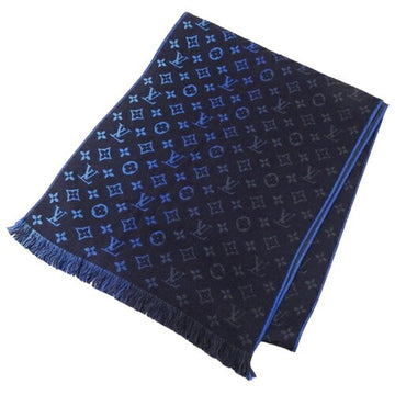 LOUIS VUITTON Muffler Men's Brand Stole Echarpe Monogram Classic Gradient Wool Navy Blue M76823