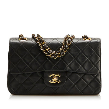 Chanel matelasse double flap chain shoulder bag black lambskin ladies CHANEL