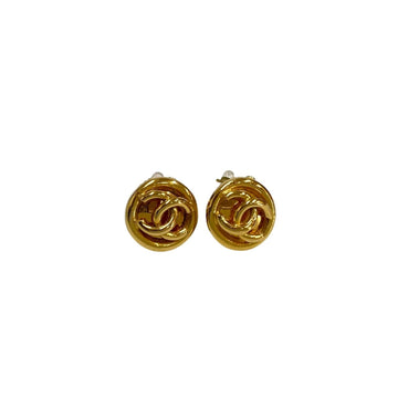 CHANEL Vintage Coco Mark Motif Earrings Ear Cuff Accessories Women's Gold