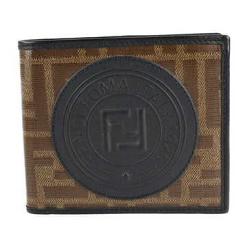 FENDI Zucca stamp folio wallet 7M0169 coated canvas leather brown black logo