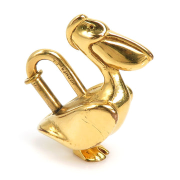 HERMES cadena charm pendant pelican metal gold unisex