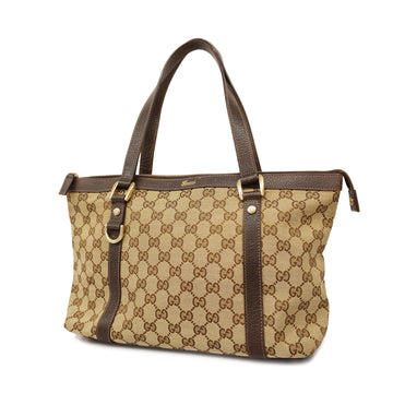 GUCCI[3ad3439] Auth  tote bag GG canvas 141470 beige/brown gold metal