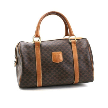 Celine Macadam Pattern Mini Boston Bag Handbag PVC x Leather Dark Brown CELINE Women's Men's
