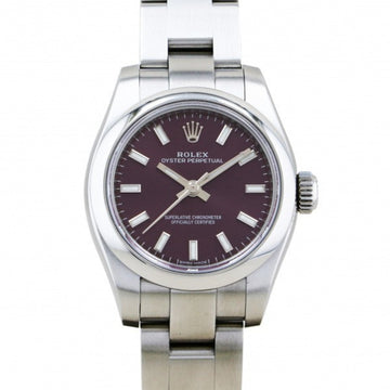 ROLEX Oyster Perpetual 176200 Red Grape Dial Used Watch Women's