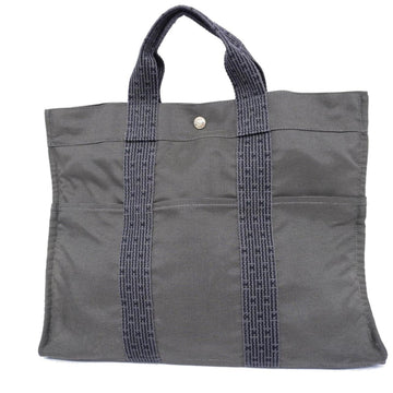 HERMES Tote Bag Yell Line MM Canvas Gray Silver Hardware Ladies