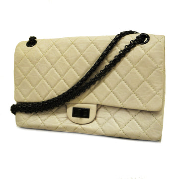 CHANELAuth  2.55 Matelasse Women's Leather Shoulder Bag White