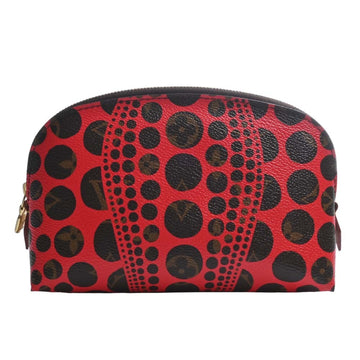 LOUIS VUITTON Yayoi Kusama Collaboration Monogram Pumpkin Dot Pochette Tick Pouch M47347 Red Brown Women's