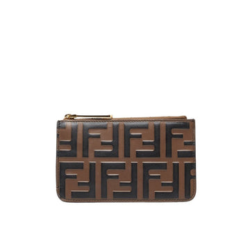 FENDI Zucca Coin Case Key Fragment 8AP161 Brown Leather Ladies