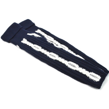 CHANEL arm warmers leg navy x white wool cashmere polyamide ladies