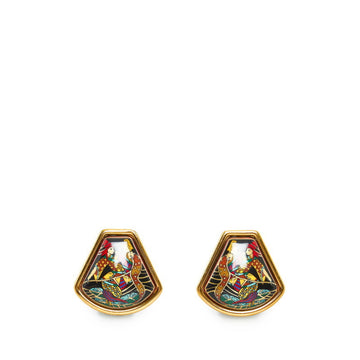 HERMES enamel cloisonne earrings gold plated ladies