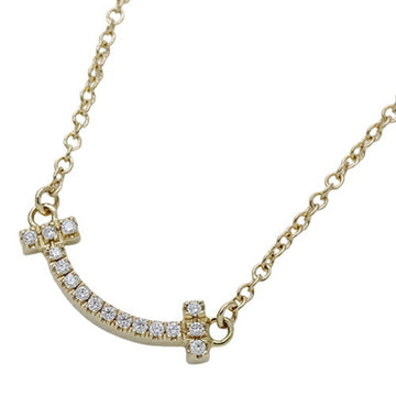 TIFFANY&Co. Necklace Ladies 750YG Diamond T Smile Yellow Gold Polished