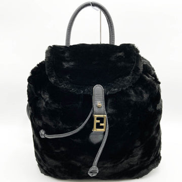 FENDI Fur Backpack Daypack Bag Black Material Ladies Fashion Vintage 14580 USED