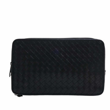 BOTTEGA VENETA Intrecciato Leather Clutch Bag Second Black Men's