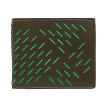 BOTTEGA VENETA Cutout Bifold Wallet Khaki Green Leather Women's BOTTEGAVENETA