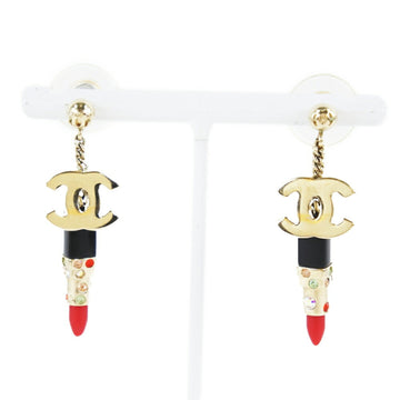 CHANEL Lipstick Coco Mark Gold Plated 04A Women's Earrings