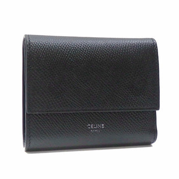 celine trifold wallet small ladies black calf leather