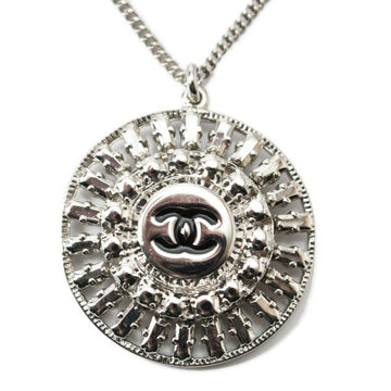 CHANEL necklace pendant chain Lady's  circle motif here mark CC silver