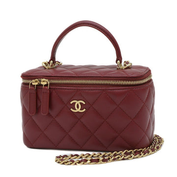 CHANEL Matelasse Vanity 2Way Chain Shoulder Bag Lambskin Bordeaux AP2199