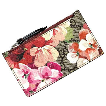 GUCCI Card Case Coin Pink Beige Multicolor GG Blooms 30275 PVC Leather  Flower Purse Holder Women's