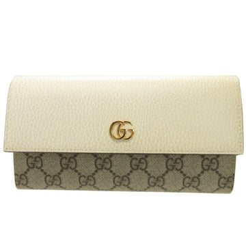 GUCCI GG Marmont 456116 Continental Supreme Leather Beige Ivory Bifold Long Wallet