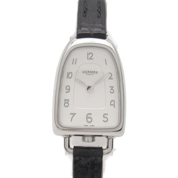 HERMES Gallop Wrist Watch Wrist Watch GA1.110 Quartz Silver Stainless Steel Leather belt Crocodile