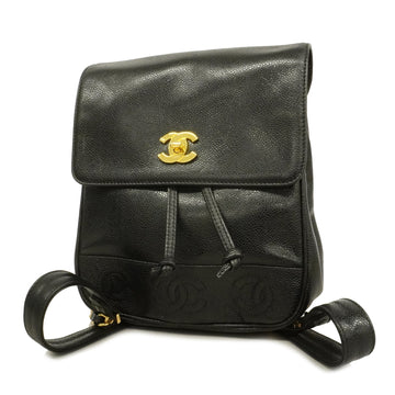 Chanel Triple Coco Women's Leather Backpack Black