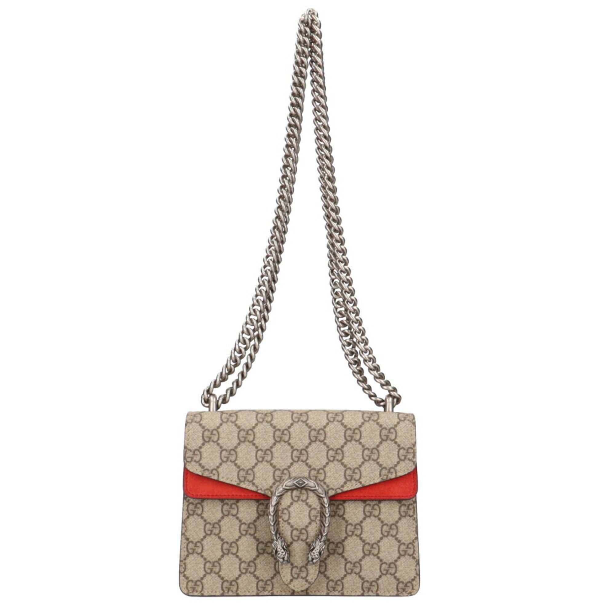 GUCCI Dionysus GG Supreme Shoulder Bag Canvas Beige Ladies