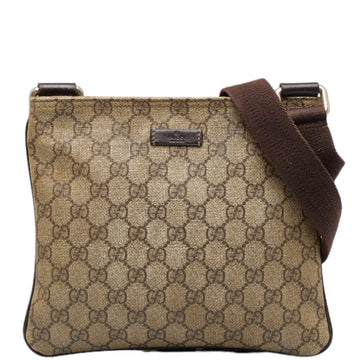 GUCCI GG Supreme Shoulder Bag 201538 Beige Brown PVC Canvas Ladies