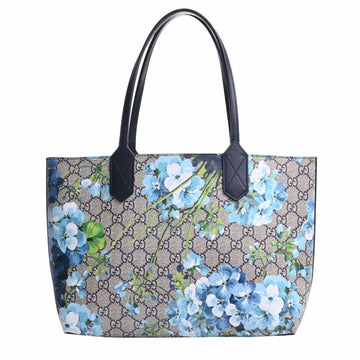 GUCCI GG Blooms Flower Reversible Tote Bag 372613 Navy/Blue Women's