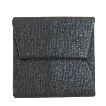 HERMES Bastia Black Coin Case Leather Women's