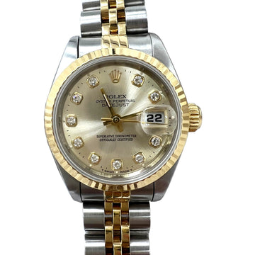 ROLEX Datejust 10P Diamond 69173G New Automatic Self-winding SS K18YG Watch Oyster Perpetual W Champagne Gold Stainless Steel K18 Women's