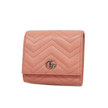 GUCCI Wallet GG Marmont 598629 Leather Light Pink Silver Hardware Women's