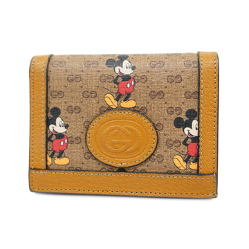 GUCCIAuth  Bifold Wallet Disney Collaboration Gold Hardware 602534 Women's GG Supreme Beige