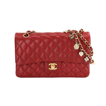 CHANEL Matelasse Chain Shoulder Bag Leather Red Singapore Limited Gold Hardware