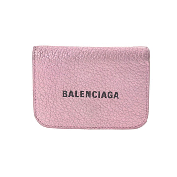BALENCIAGA Cash Metallic Pink 593813 Women's Leather Trifold Wallet