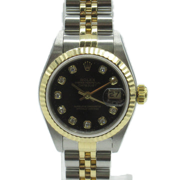 ROLEX Datejust 10P Diamond Wrist Watch 79173G Mechanical Automatic Black Stainless Steel 79173G