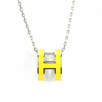 HERMES Necklace Pop Ash H Silver Yellow Pendant Accessories  necklace silver