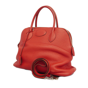Hermes Bolide 2way Bag Bolide 37 Q Engraved Women's Taurillon Clemence Leather Handbag,Shoulder Bag Rouge Vif