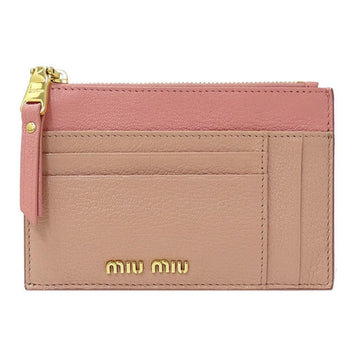 Miu miumiu Card Case Women's Leather Pink Coin Purse Wallet