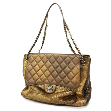 CHANEL Shoulder Bag Matelasse Chain Lambskin Haraco Brown Gold Ladies