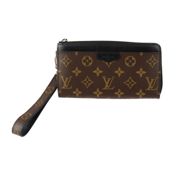 LOUIS VUITTON Zippy Dragonne Long Wallet M69407 Monogram Macassar Brown Black Silver Hardware Wristlet L-shaped Zipper Clutch Bag Vuitton