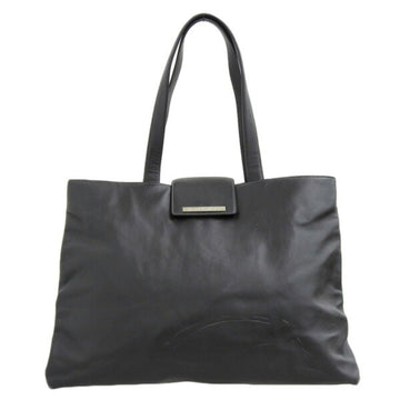 BVLGARI Leather Tote Bag Black Ladies