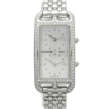 HERMES Cape Cod de Zone Wrist Watch watch Wrist Watch CC3-230 Quartz White White shell Stainless Steel diamond