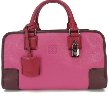 LOEWE Amazona Hand Bag Anagram Pink Red Leather Women's amazona Silver Auth