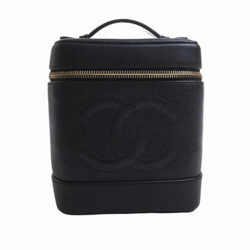 CHANEL Caviar Skin Cocomark Vanity Bag Handbag A01998 Black