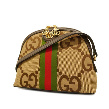 GUCCI Shoulder Bag Jumbo GG 499621 Canvas Brown Gold Hardware Women's