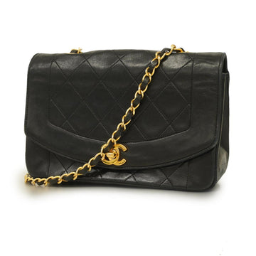 CHANEL Shoulder Bag Matelasse Diana Chain Lambskin Black Gold Hardware Women's