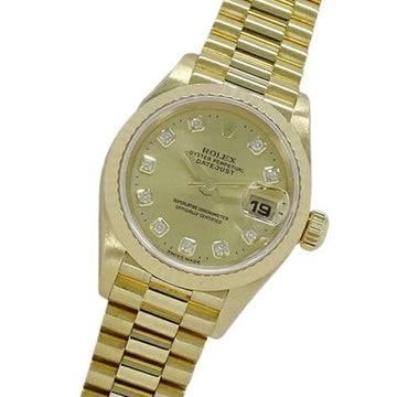 ROLEX Datejust 69178 T watch ladies 10P diamond automatic winding AT 750YG 18K solid gold polished